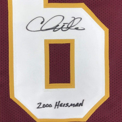 Framed Autographed/Signed Chris Weinke 2000 Heisman  35x39 Florida State Seminoles Maroon College Football Jersey JSA COA