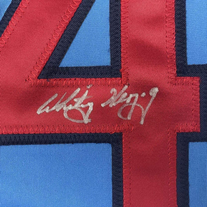 Framed Autographed/Signed Whitey Herzog 35x39 St. Louis Blue Baseball Jersey JSA COA