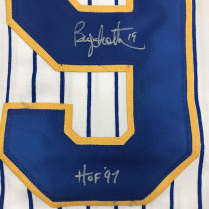 Framed Autographed/Signed Robin Yount HOF 97 35x39 Milwaukee Pinstripe Baseball Jersey JSA COA