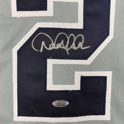 Framed Autographed/Signed Derek Jeter 35x39 New York Grey Baseball Jersey Steiner Sports COA Hologram Only
