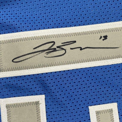 Framed Autographed/Signed Jalen Brunson 35x39 Dallas Light Blue Basketball Jersey JSA COA