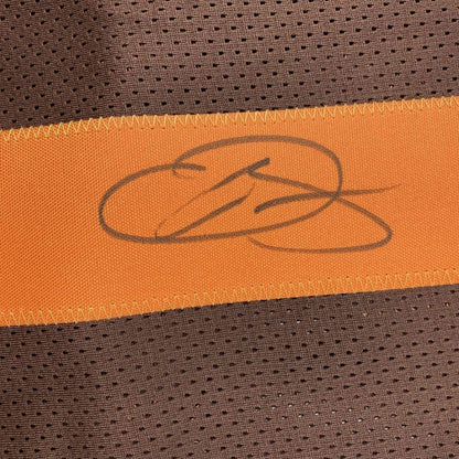 Framed Autographed/Signed Odell Beckham Jr. 35x39 Cleveland Color Rush Football Jersey Beckett BAS COA