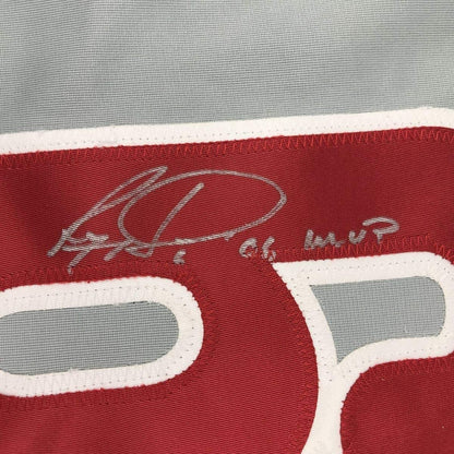 Framed Autographed/Signed Ryan Howard 06 MVP 35x39 Philadelphia Grey Baseball Jersey JSA COA