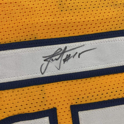Framed Autographed/Signed Nikola Jokic 35x39 Denver Yellow Basketball Jersey JSA COA
