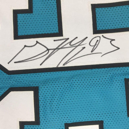 Framed Autographed/Signed Gerald McCoy 35x39 Carolina Blue Football Jersey Beckett BAS COA