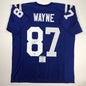 Autographed/Signed Reggie Wayne Indianapolis Blue Football Jersey Beckett BAS COA