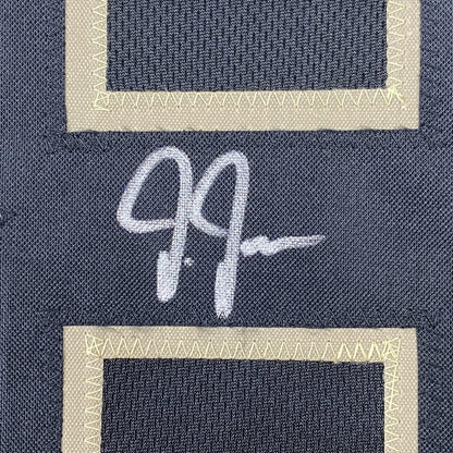 Framed Autographed/Signed Justin Jefferson 35x39 Minnesota Blackout Football Jersey JSA COA
