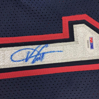Framed Autographed/Signed Vince Carter 35x39 New Jersey NJ Blue Basketball Jersey PSA/DNA COA