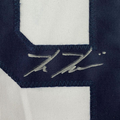 Framed Autographed/Signed Kevin Kiermaier 35x39 Tampa Bay White Baseball Jersey PSA/DNA COA