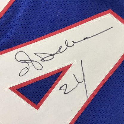 Autographed/Signed Ottis Anderson New York Blue Football Jersey JSA COA