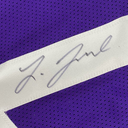 Framed Autographed/Signed Leonard Fournette 35x39 LSU Purple College Football Jersey JSA COA