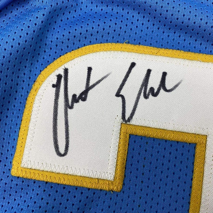 Framed Autographed/Signed Austin Ekeler 35x39 Los Angeles LA Powder Blue Football Jersey PSA/DNA COA