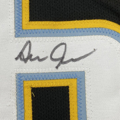 Framed Autographed/Signed Asante Samuel Jr. 35x39 Los Angeles LA Black Football Jersey JSA COA