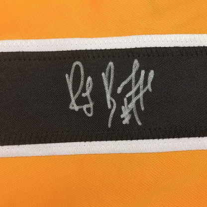 Framed Autographed/Signed Ray Bourque 35x39 Boston Yellow Hockey Jersey JSA COA