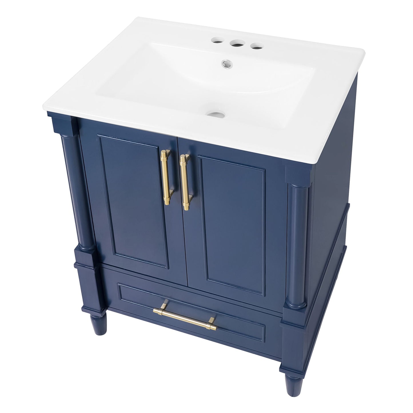 Bathroom Vanity With Ornate French Cylinder Legs, Soft Close Drawer