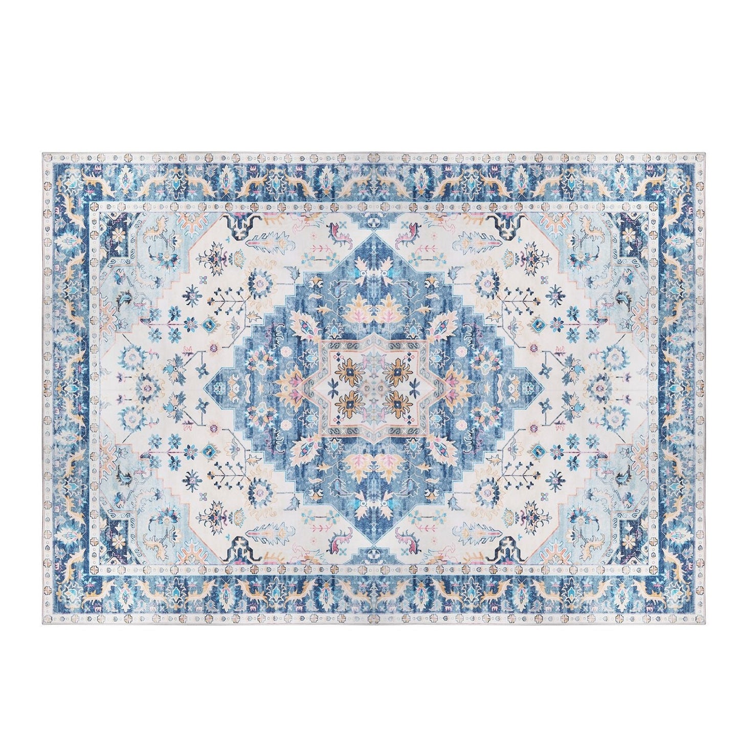 6x9FT VintageÊArea Rug Modern Non Slip Carpet Boho Low Pile Soft Rug Waterproof Machine Washable Rug for Living Room BedroomÊKitchen Dining Room Under