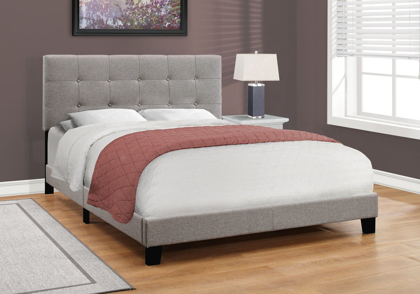 Transitional Upholstered Bed Frame