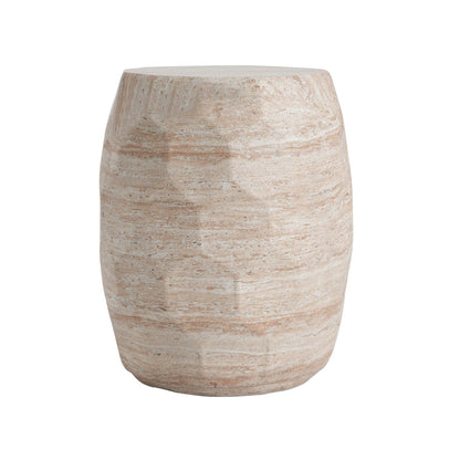 Travertine Lightweight Concrete Side Table For Indoor / Outdoor Use - Beige