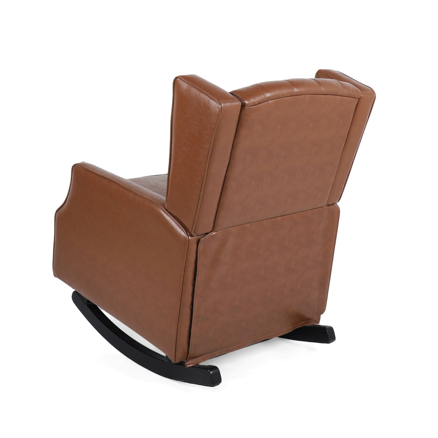 Moss Upholstered Rocking Recliner With Diamond Tufting And Wingback - Light Brown