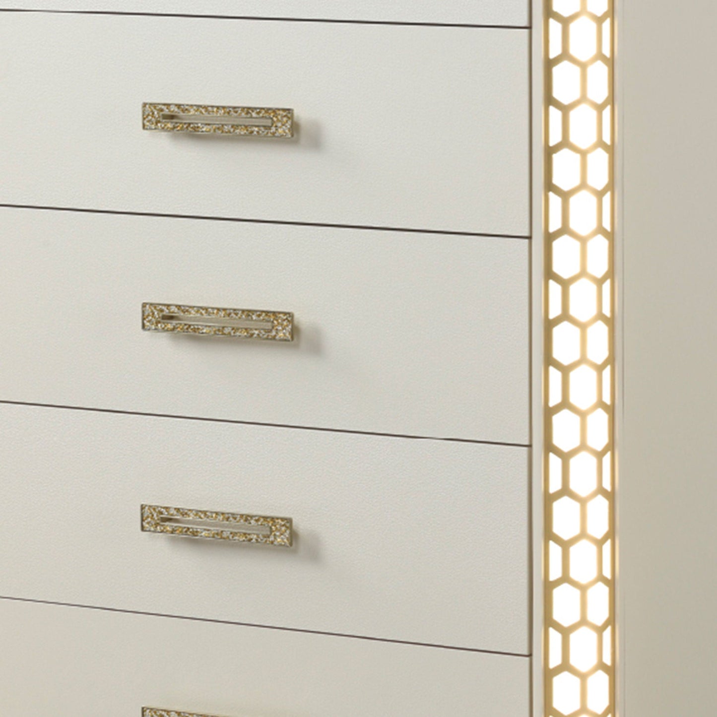 Jasmine - 5 Drawer Chest With Side LED Lightning - Beige