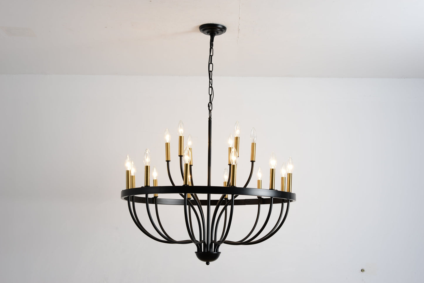 15-Light Industrial Iron Candle Chandelier Modern Farmhouse Pendant Light