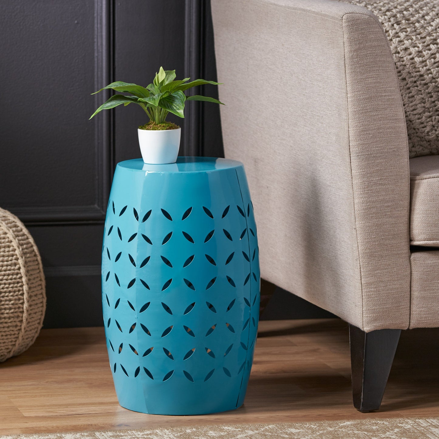 Lilac 12" Accent Side Table with Cylindrical Design
