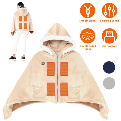 Wearable Heated Blanket with 8 Heating Zones and 3 Temp Levels