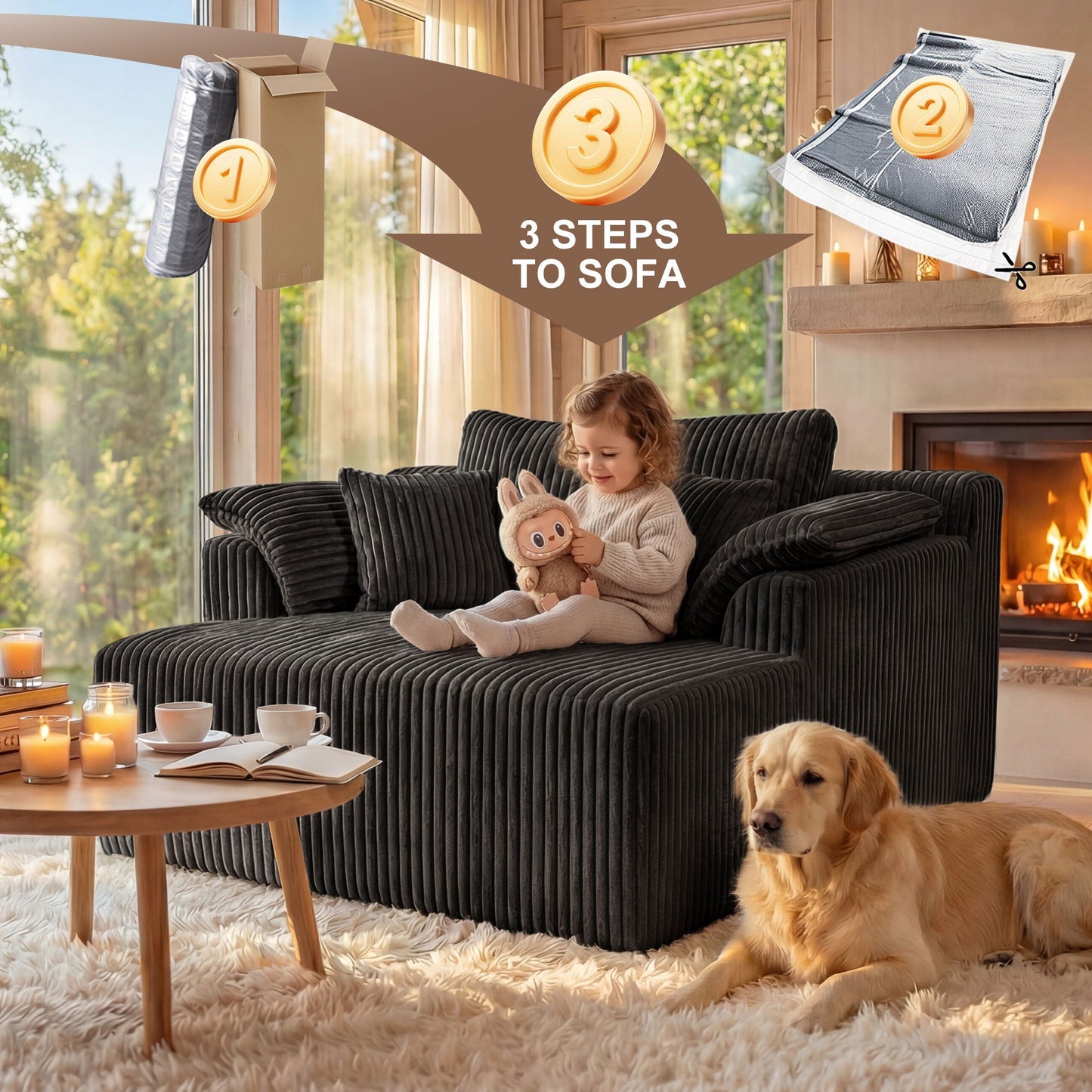 Chaise Lounge Chair, Deep Seat Sleeper Couch For Living Room