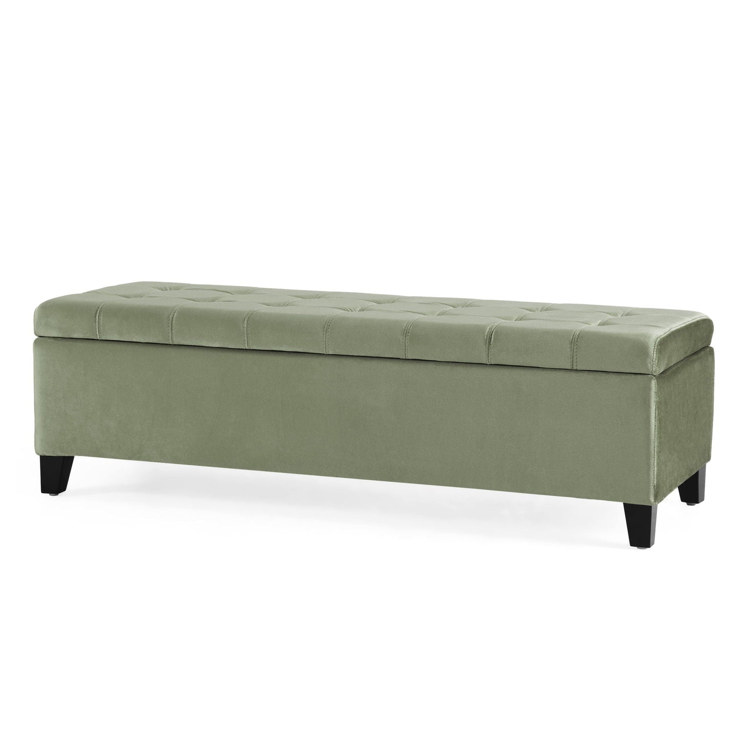 Wendover Elegant Tufted Storage Bench With Lift-Up Top And Birch Wood Legs