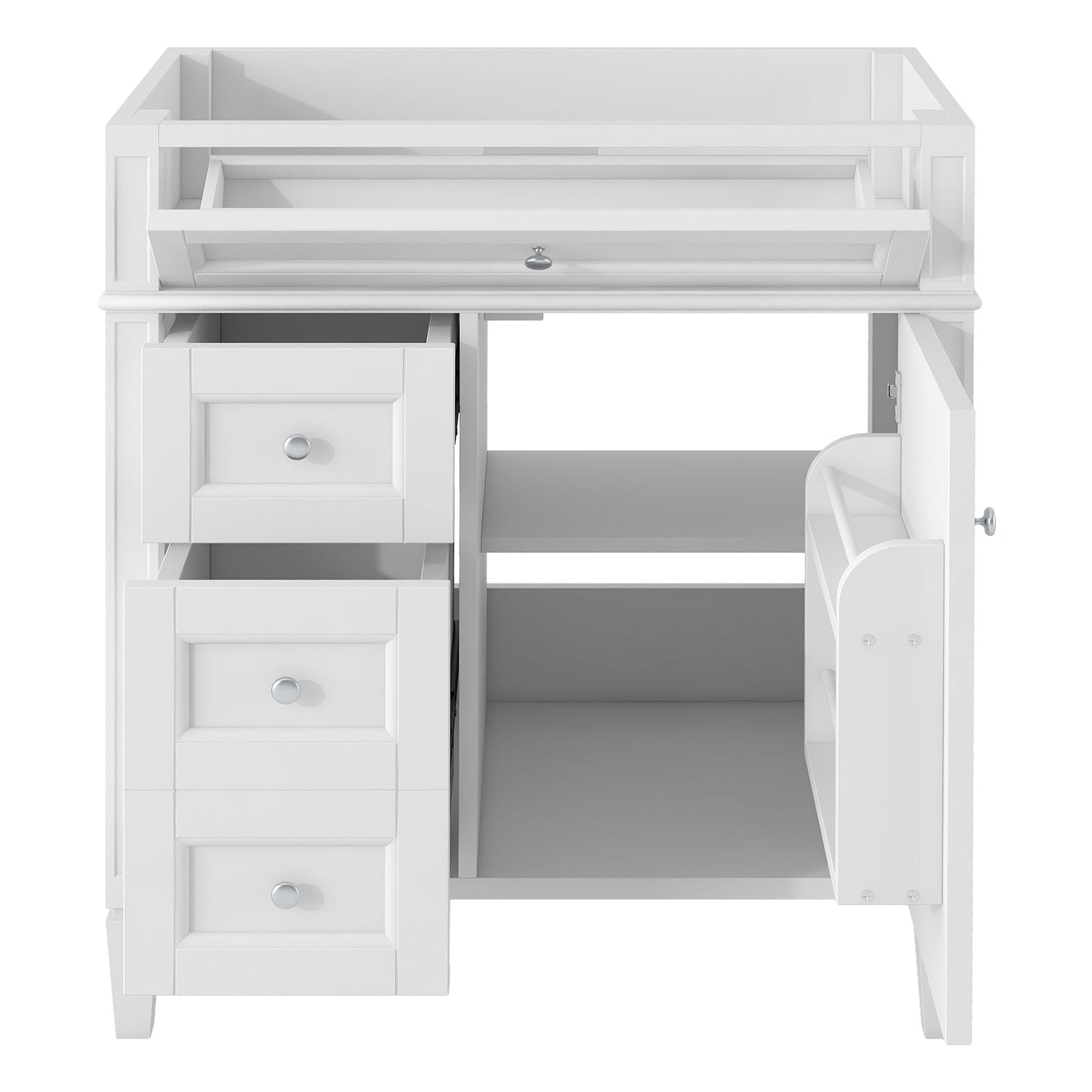 Bathroom Vanity With 2 Drawers And Tip-Out Drawer, Storage Cabinet