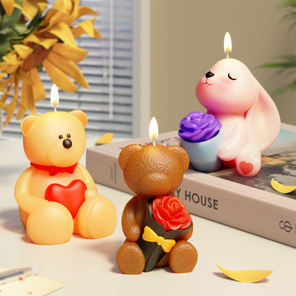 Rose Love Bear Candle Mould Diy Easter