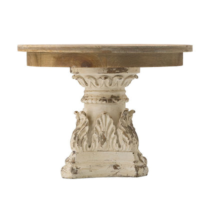 Cake Stand, Wood Cake Plate With Magnesium Base - Cream / Brown