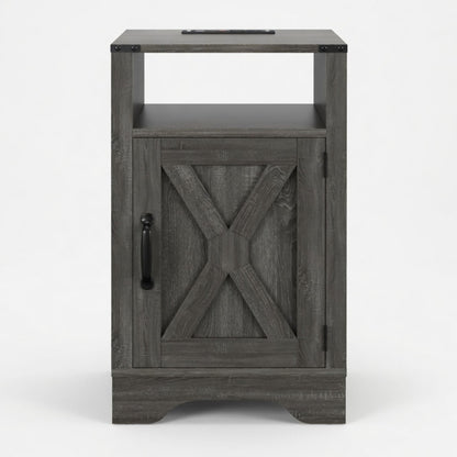 Farmhouse Nightstand, Charging Station & Storage