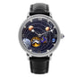 Mens Mechanical Watch With A Hollowed-out Design And Leather Strap