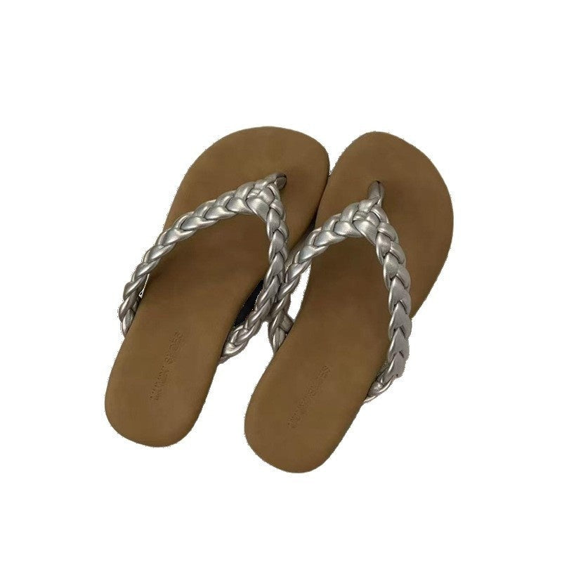 Retro Flat Minimalist Woven Flip-flops