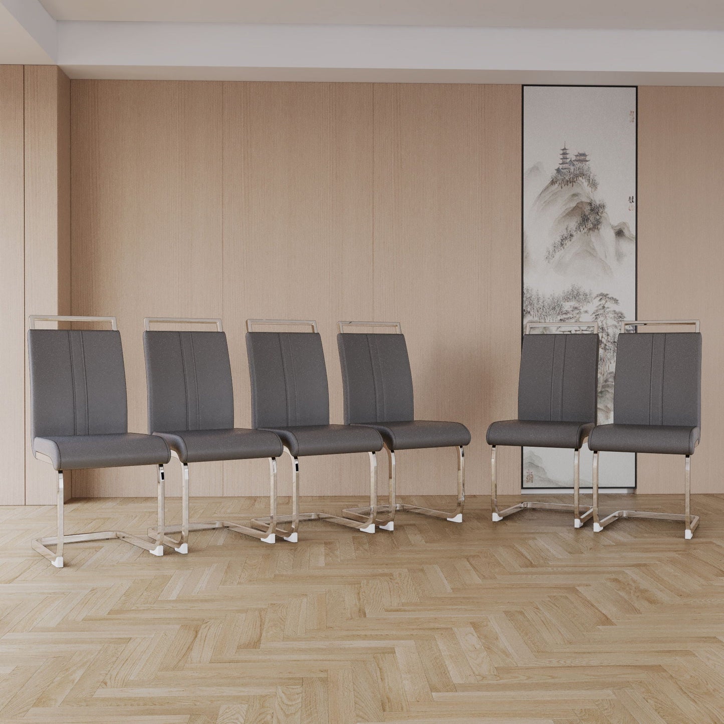 Modern Dining Chairs With Padded Seat, High Back