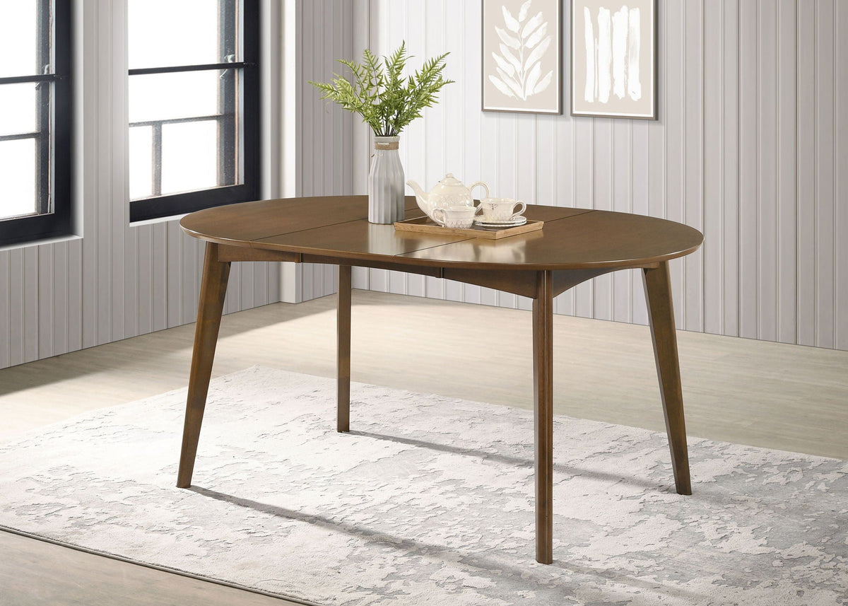 Jedda Oval 60-inch Extension Leaf Dining Table Dark Walnut