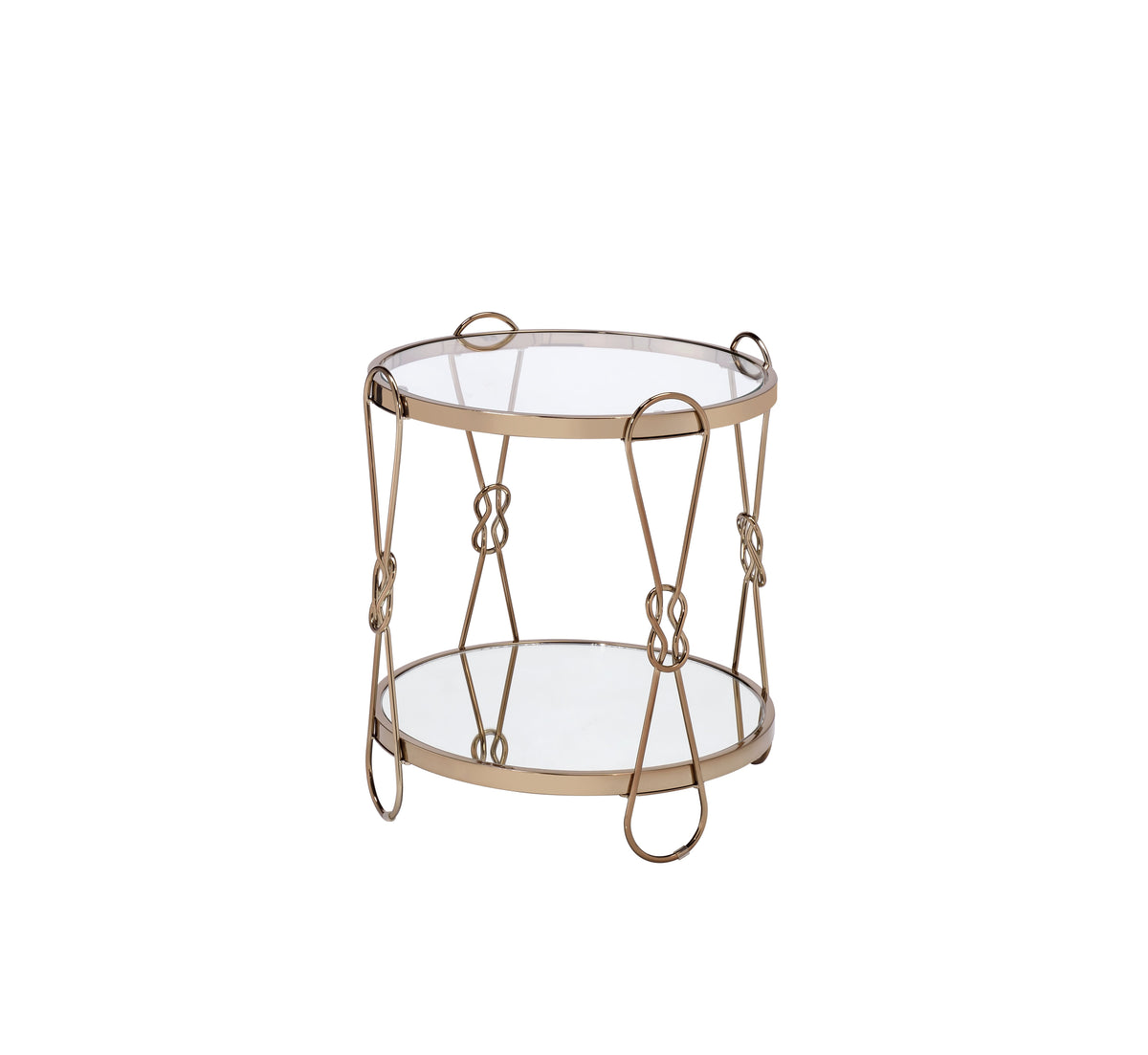 Zekera Mirrored & Champagne Finish End Table