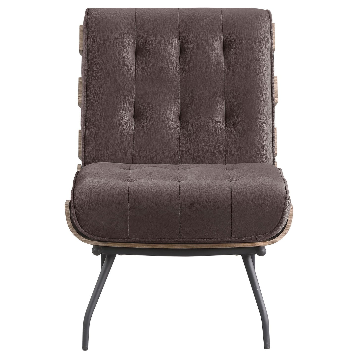 Staten - Upholstered Armless Accent Chair - Dark Brown