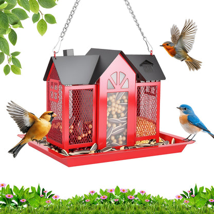 Barn Bird Feeder with Lift Top Lid and Viewing Window