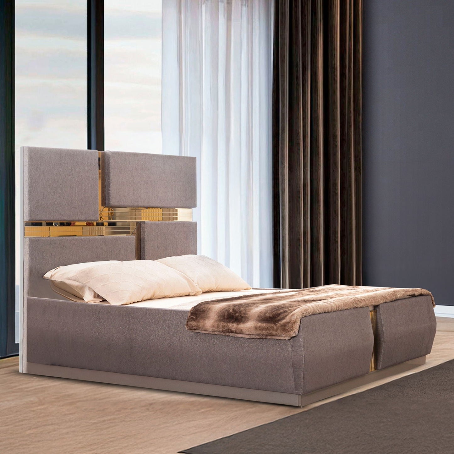 Lorenzo - Queen Size Tufted Upholstered Bed - Gray