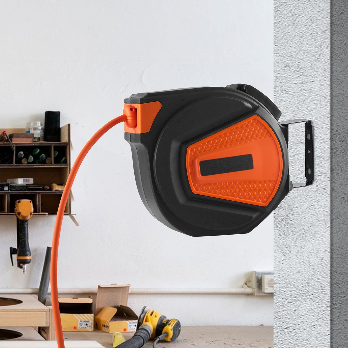Retractable Air Hose Reel, 3/8 in x 50 ft Hybrid Air Hose