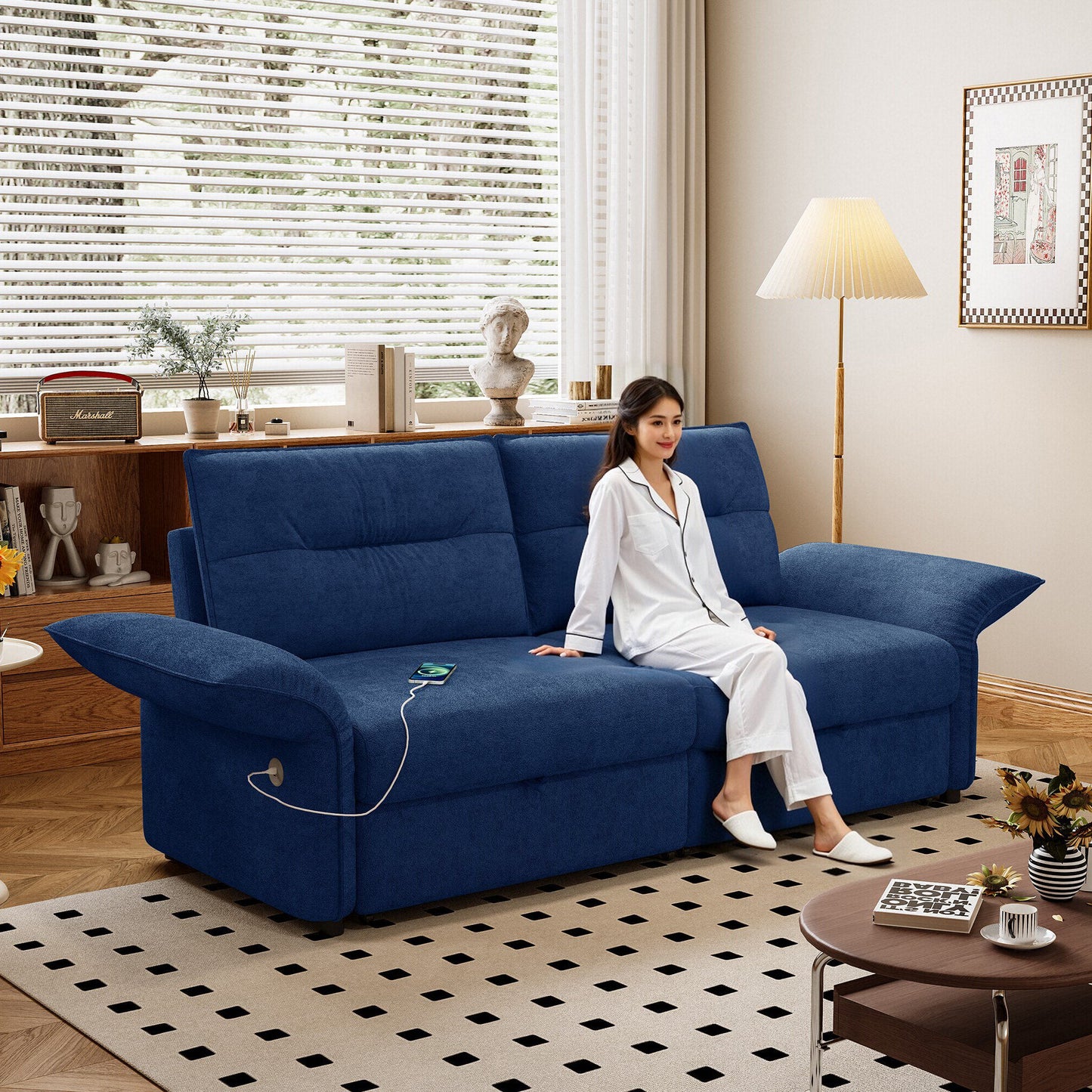 Multi-Functional 85-Inch Convertible Sofa Bed