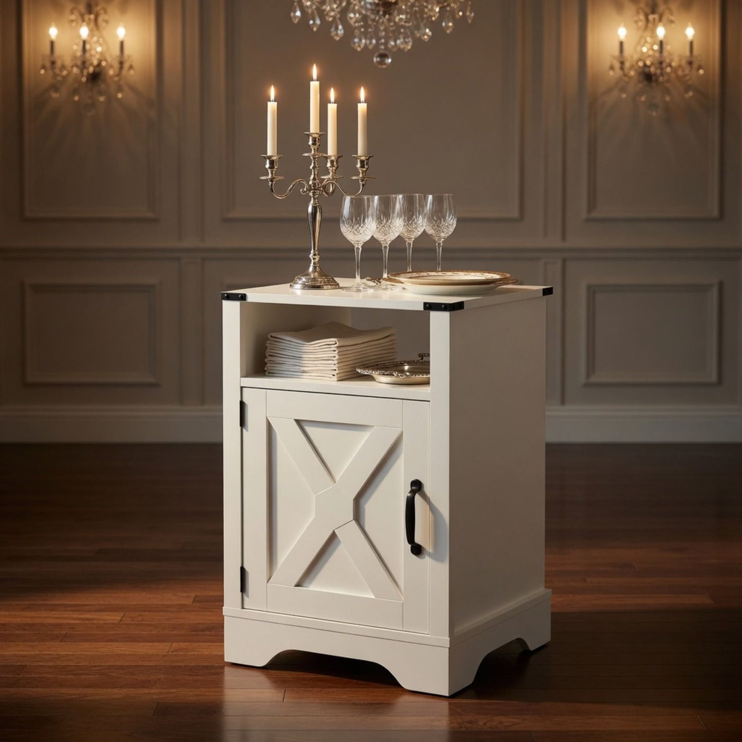 Farmhouse Nightstand, Charging Station & Storage