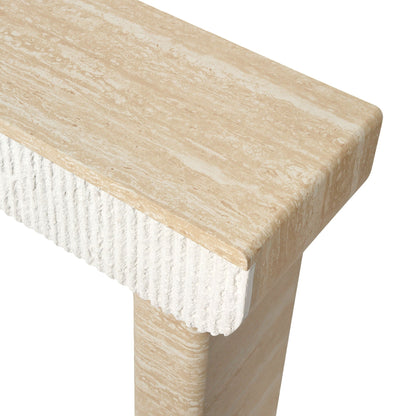 Entryway Table With 2 Hidden Handle Drawers For Entrance - Beige / Yellow