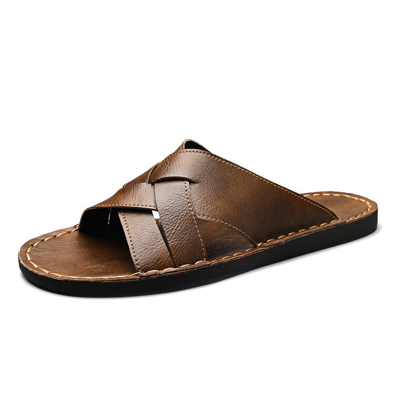Western-style Flat-bottom Hollowed-out Large-size Slippers