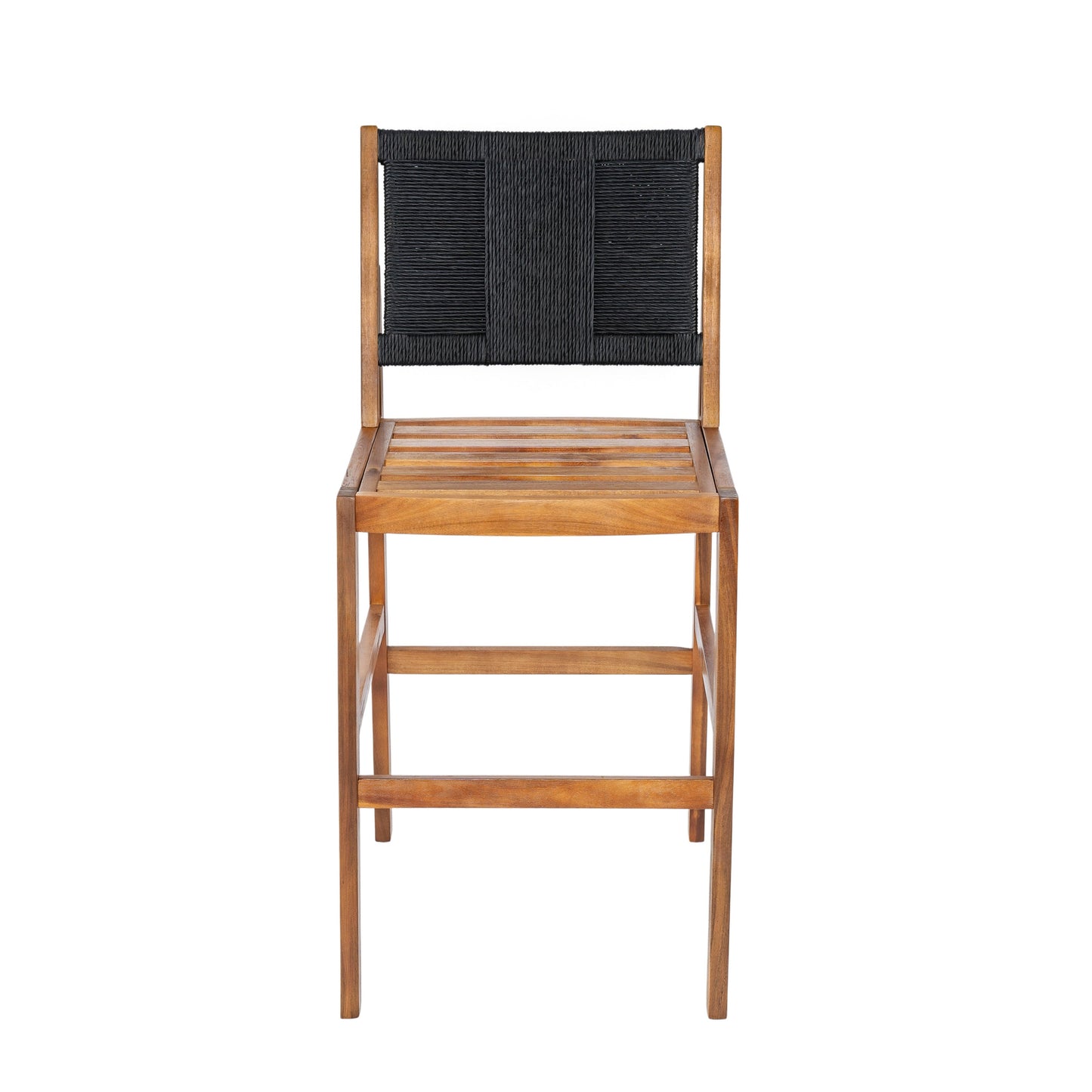 4 Pieces Arly Black Outdoor Bar Stool Solid Acacia Wood and Woven Wicker