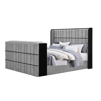 Isaiah - Bed With TV Lift-LED Speakers And Fireplace