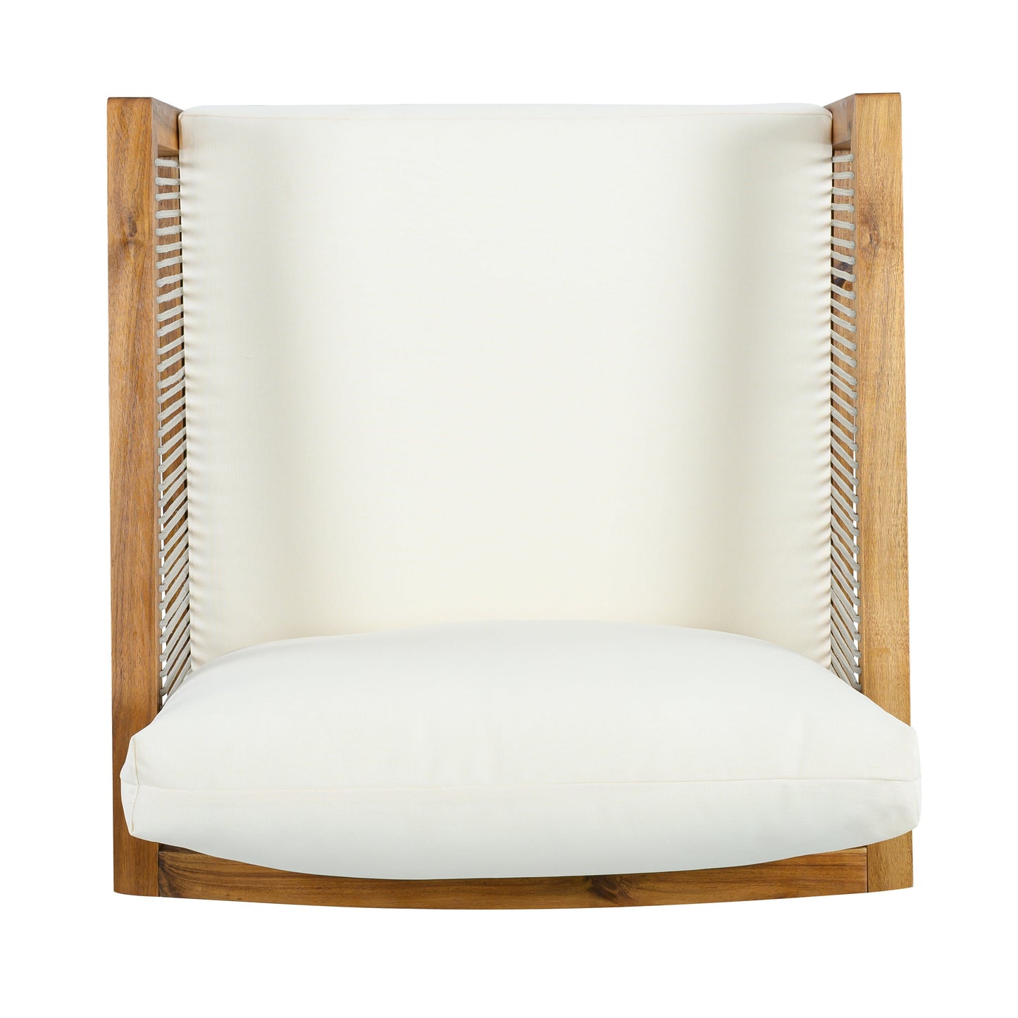 Outdoor Club Chair (Set of 1) - Acacia Wood Frame with Rope Back