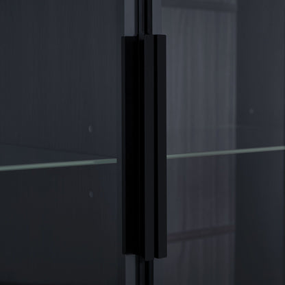 Modern Minimalist Style LED Curio Cabinet With Tempered Glass Door, Metal Legs